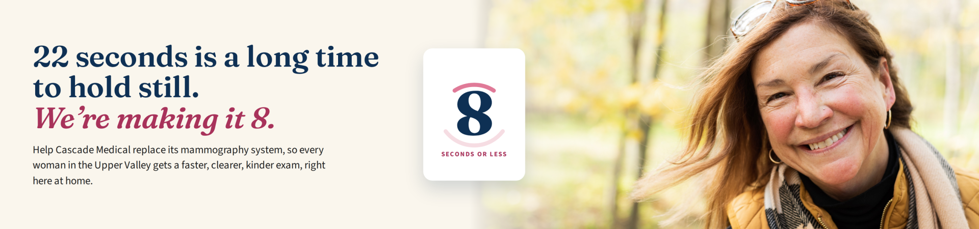 8 seconds campaign hero for a new mammography system for Cascade Medical 